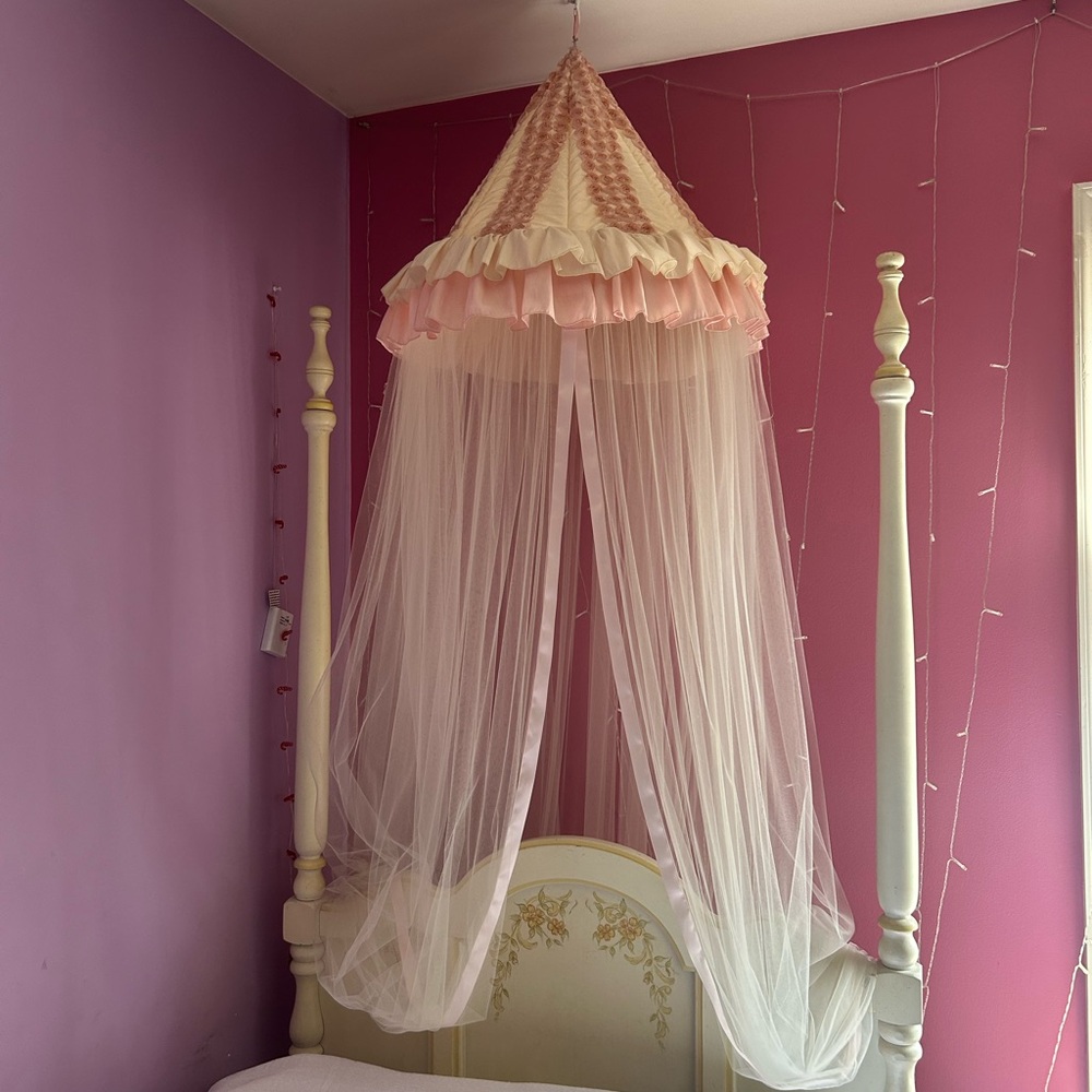 Pink and Cream Princess Bed Canopy
